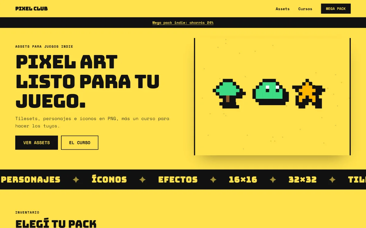 Diseño retro en amarillo y negro con bordes marcados